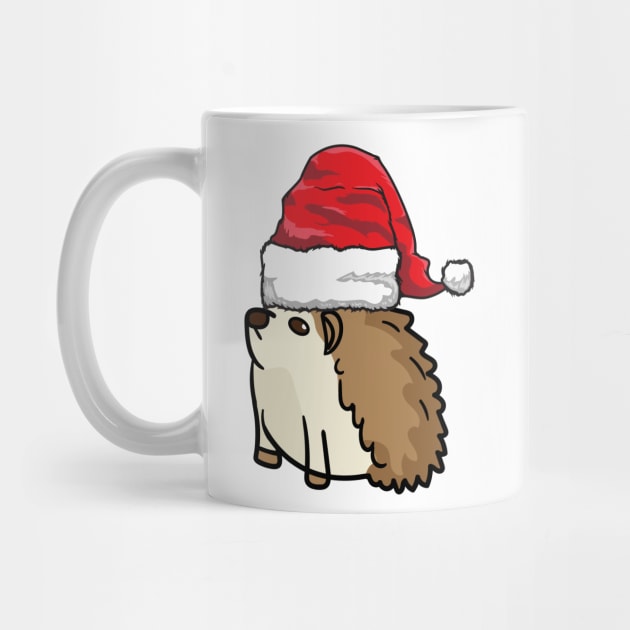 Santa Hat-Wearing Cute Hedgehog Funny Christmas Holiday by Contentarama